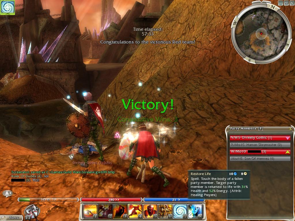 W/Mo (2) My Warrior runs around the arena for nearly an hour before finding an openning and finishing off the enemy. January 8th, 2006 12:54am